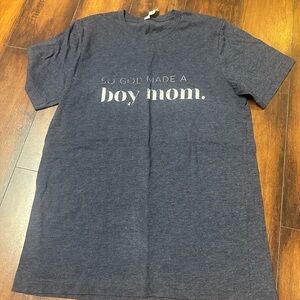 Bella Canvas Charcoal Boy Mom Tee so god made a boy mom